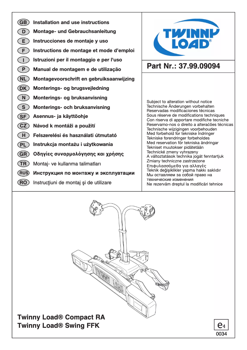 Página 1 del manual Manual de usuario Twinny Load Swing FFK 2011