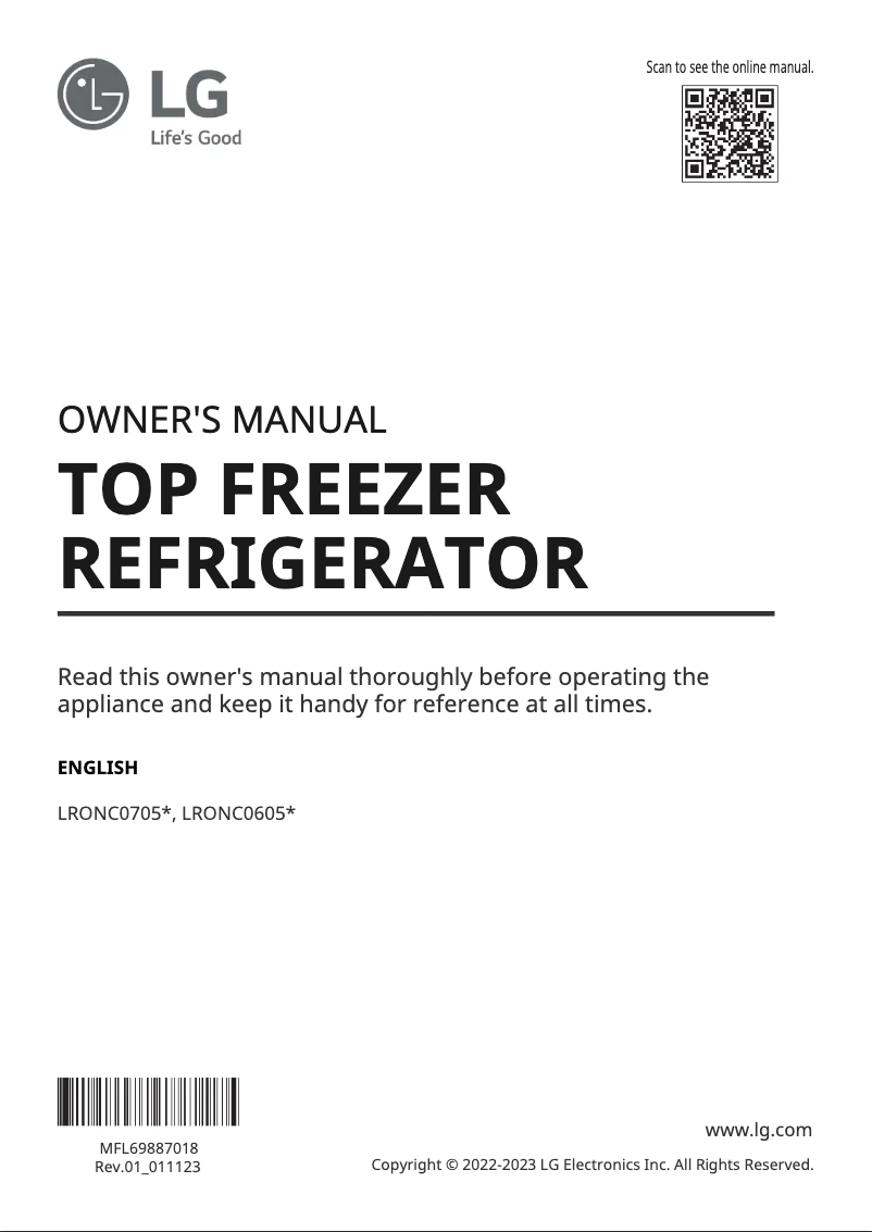 Imagen de la primera página del manual del dispositivo LRONC0705A