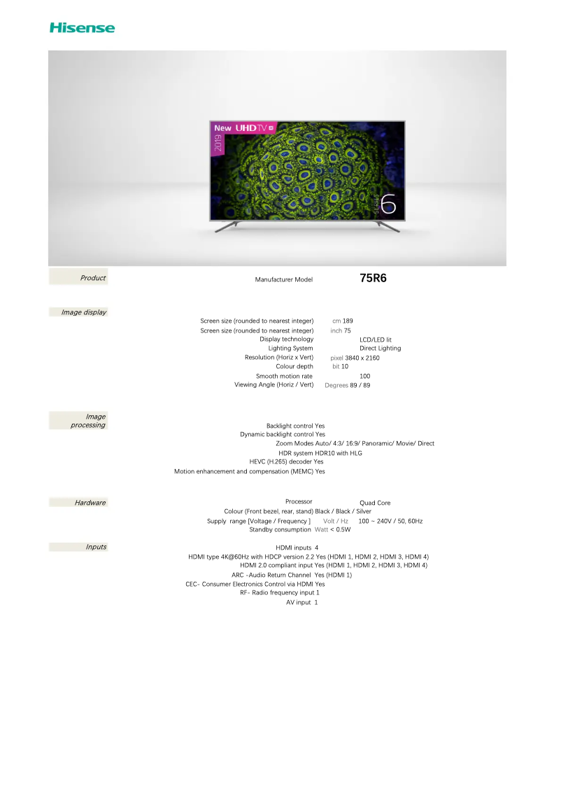 Imagen de la primera página del manual del dispositivo 75R6