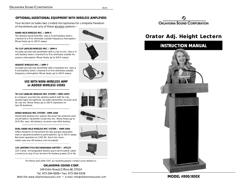 Imagen de la primera página del manual del dispositivo Orator