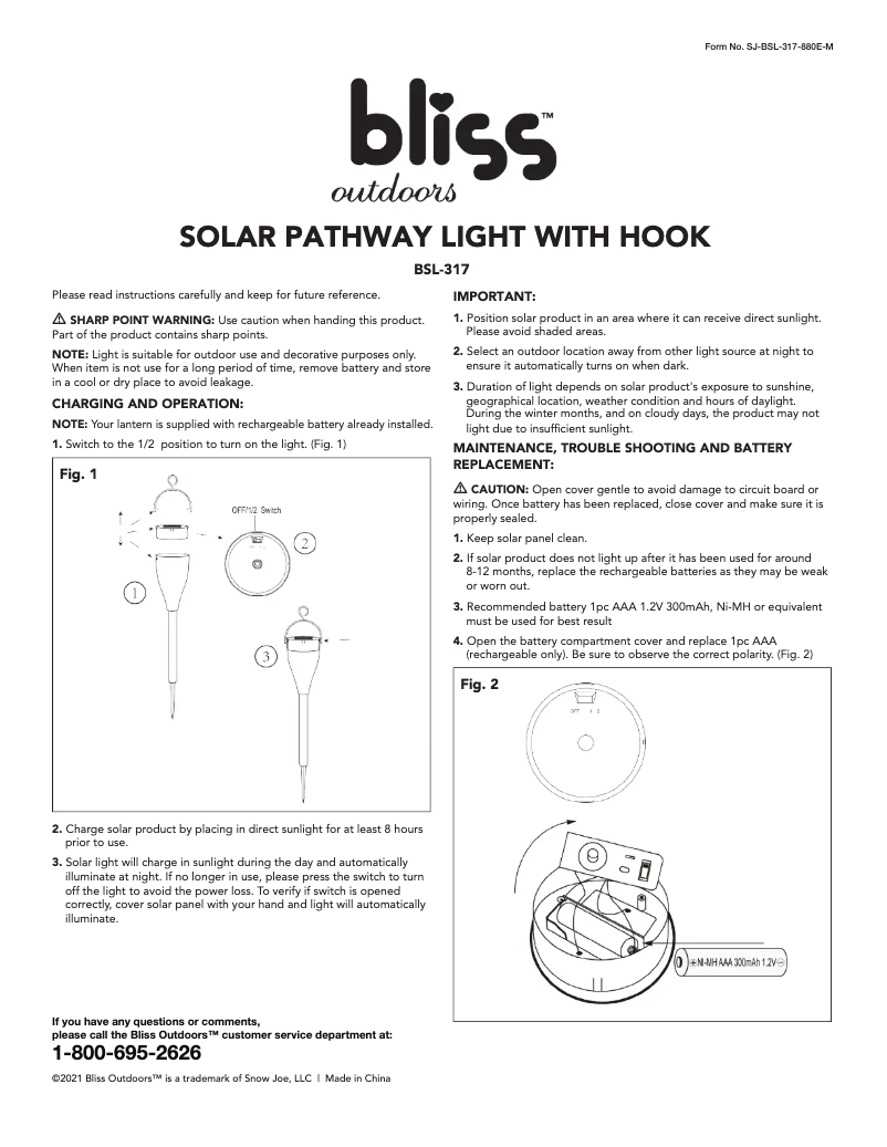 Imagen de la primera página del manual del dispositivo BSL-317