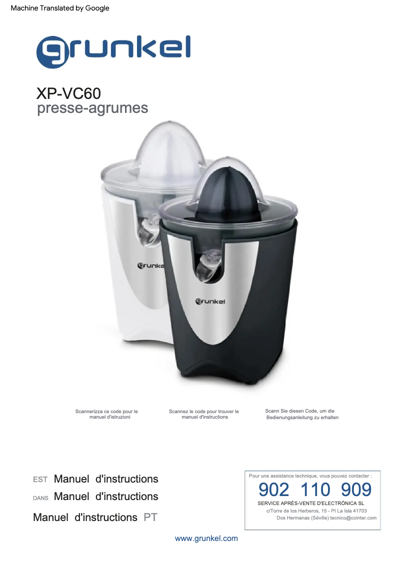 Imagen de la primera página del manual del dispositivo XP-VC60