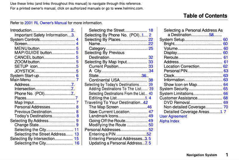 Imagen de la primera página del manual del dispositivo RL (2001)