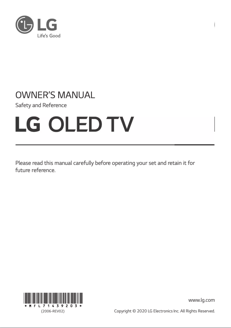 Imagen de la primera página del manual del dispositivo OLED65CX5LB