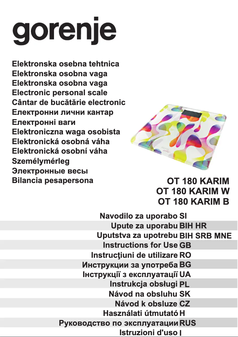 Página 1 del manual Manual de usuario Gorenje OT180KARIMW