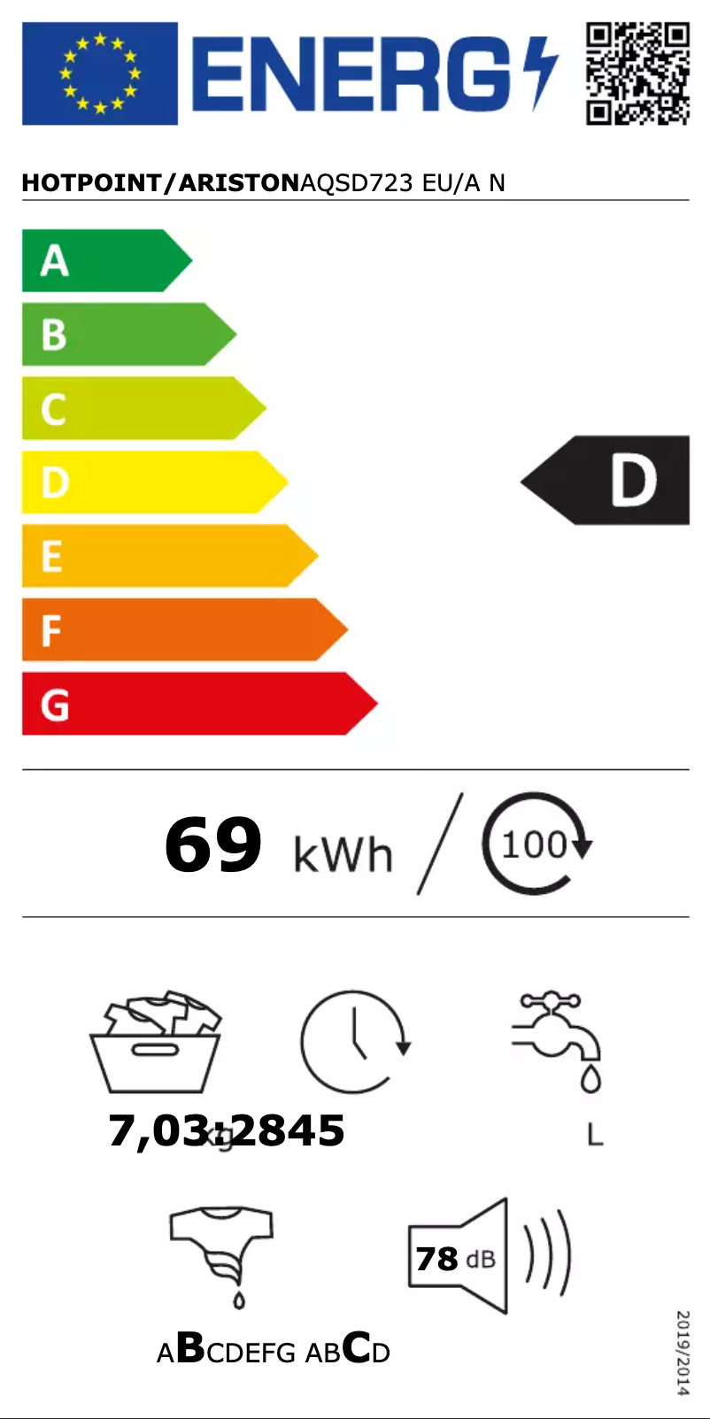 Página 1 del manual Manual de usuario Hotpoint AQSD723 EU/A N