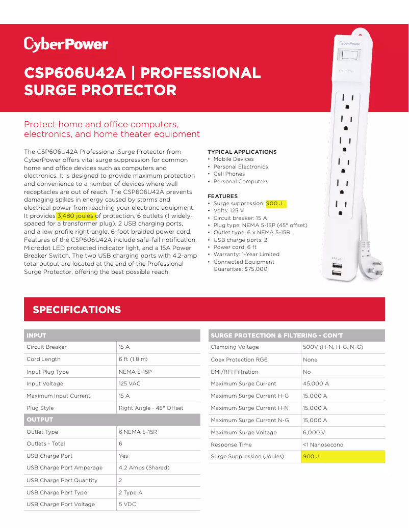 Imagen de la primera página del manual del dispositivo CSP606U42A