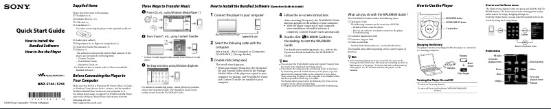 Imagen de la primera página del manual del dispositivo NWZ-S745