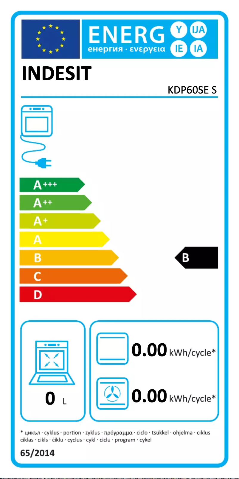 Página 1 del manual Etiqueta energética Indesit KDP60SE S
