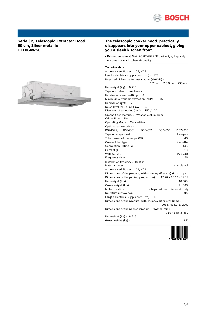 Imagen de la primera página del manual del dispositivo DFL064W50