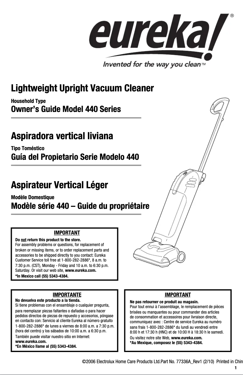 Imagen de la primera página del manual del dispositivo SuperLite 443B