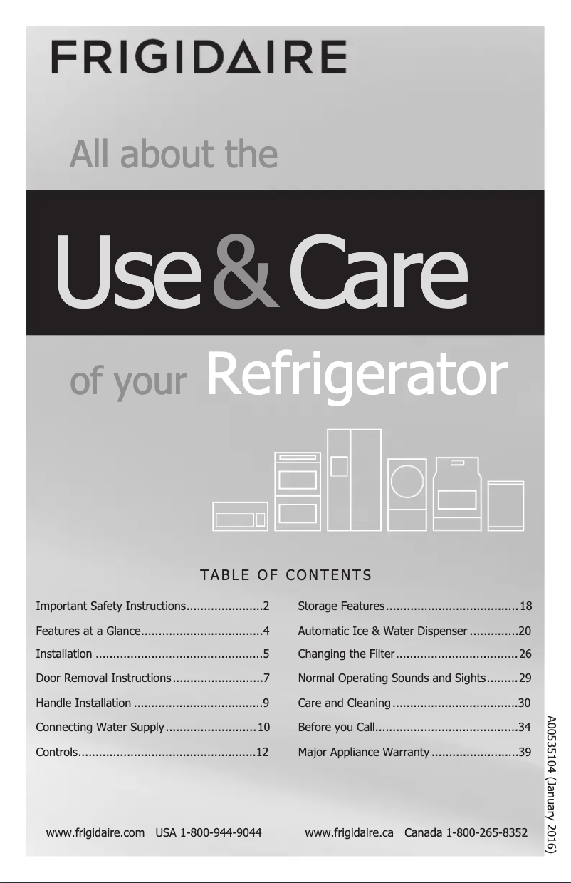 Página nº 1 - Manual de instrucciones Frigidaire FPSS2677RF