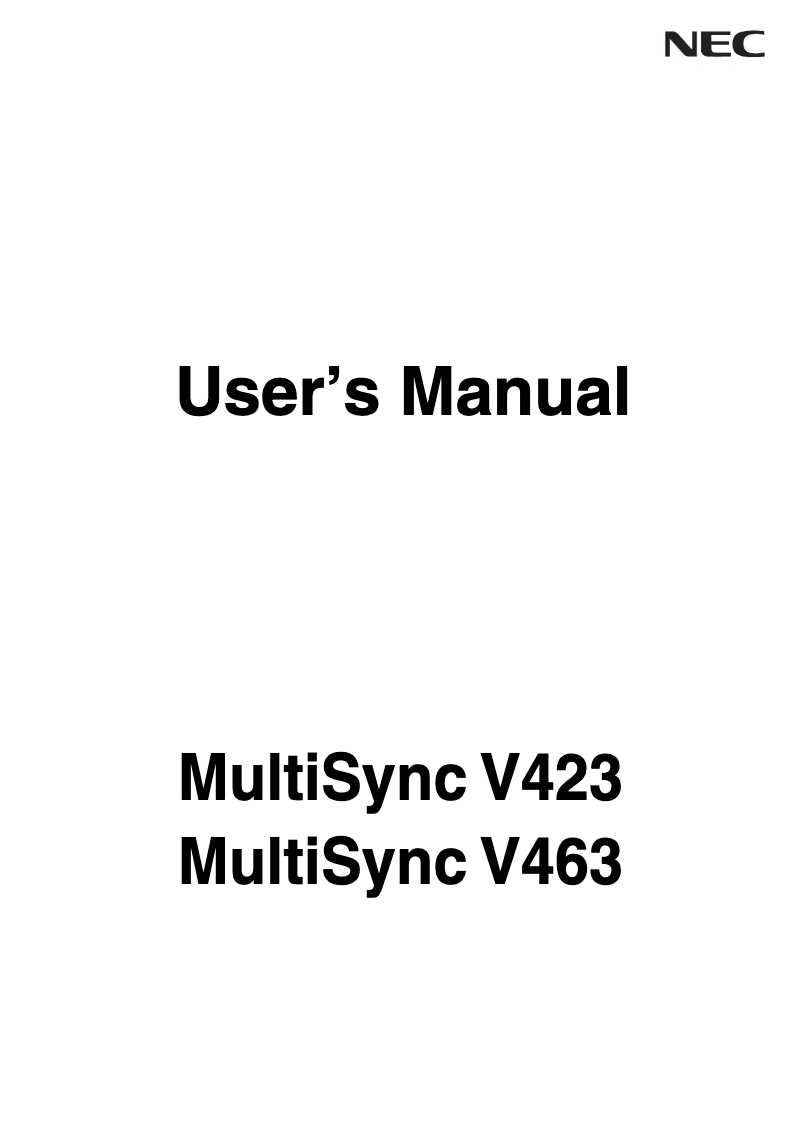 Imagen de la primera página del manual del dispositivo MultiSync V423-AVT