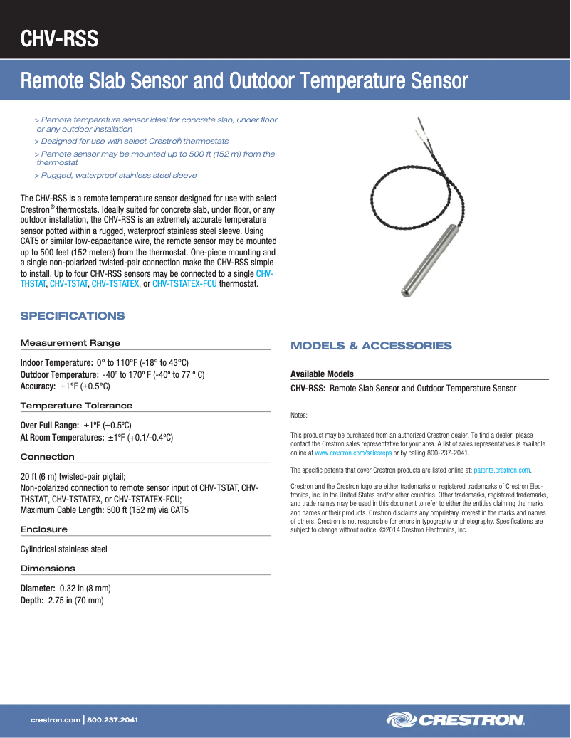 Imagen de la primera página del manual del dispositivo CHV-RSS