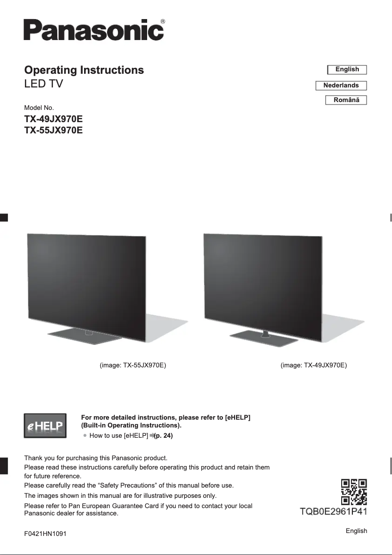 Página 1 del manual Guía de inicio rápido Panasonic TX-55JX970E