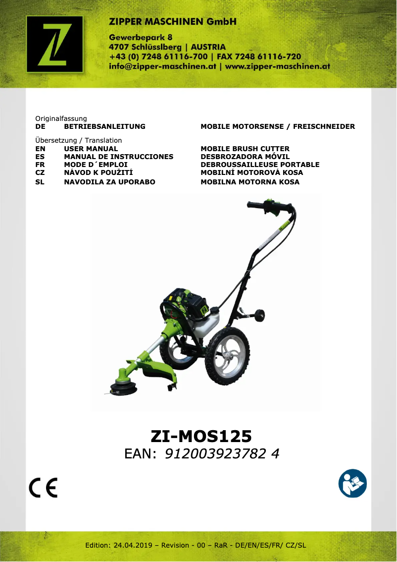 Imagen de la primera página del manual del dispositivo ZI-MOS125