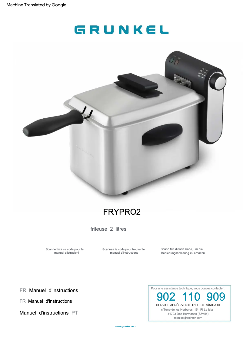 Página 1 del manual Manual de usuario Grunkel FRYPRO2