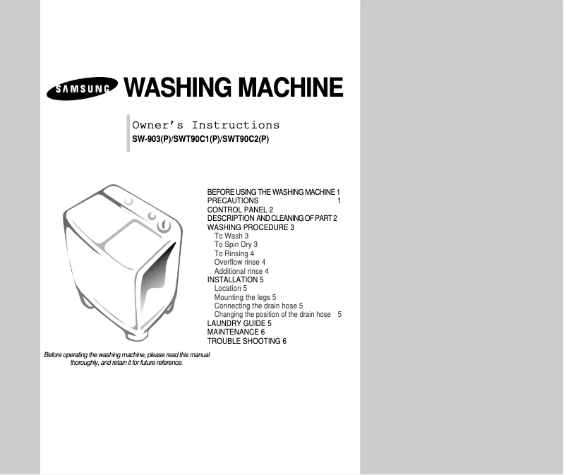 Imagen de la primera página del manual del dispositivo SWT90C1