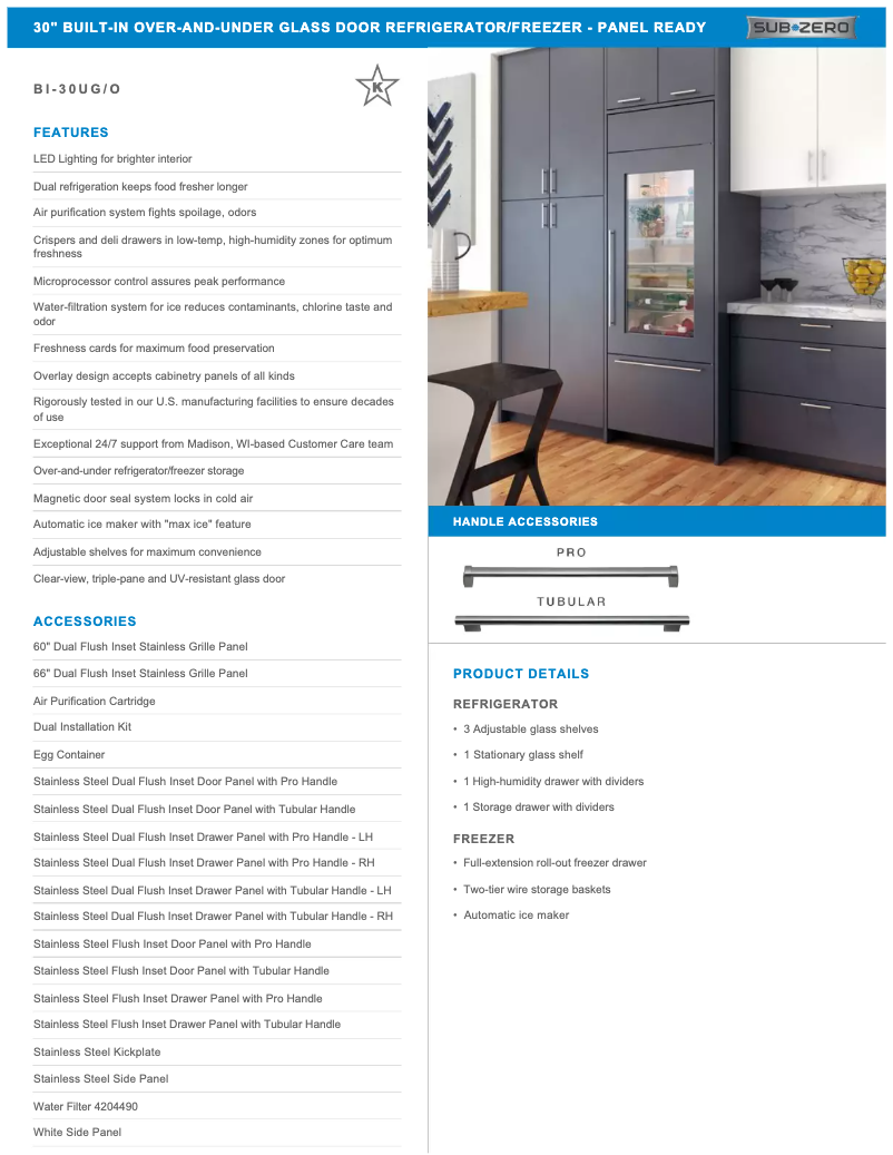 Página 1 del manual Manual de usuario Sub-Zero BI-30UG/O-LH