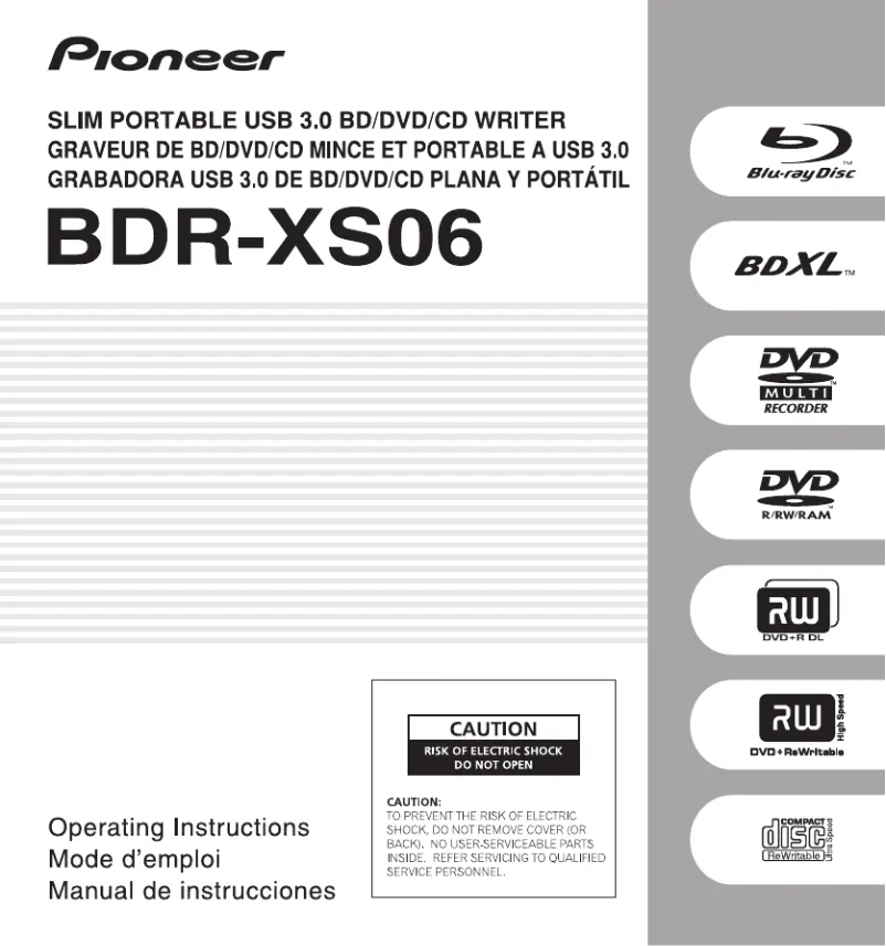 Página 1 del manual Manual de usuario Pioneer BDR-XS06