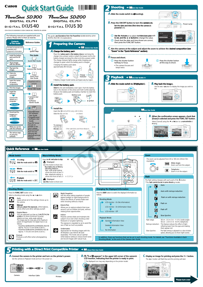Imagen de la primera página del manual del dispositivo PowerShot SD300