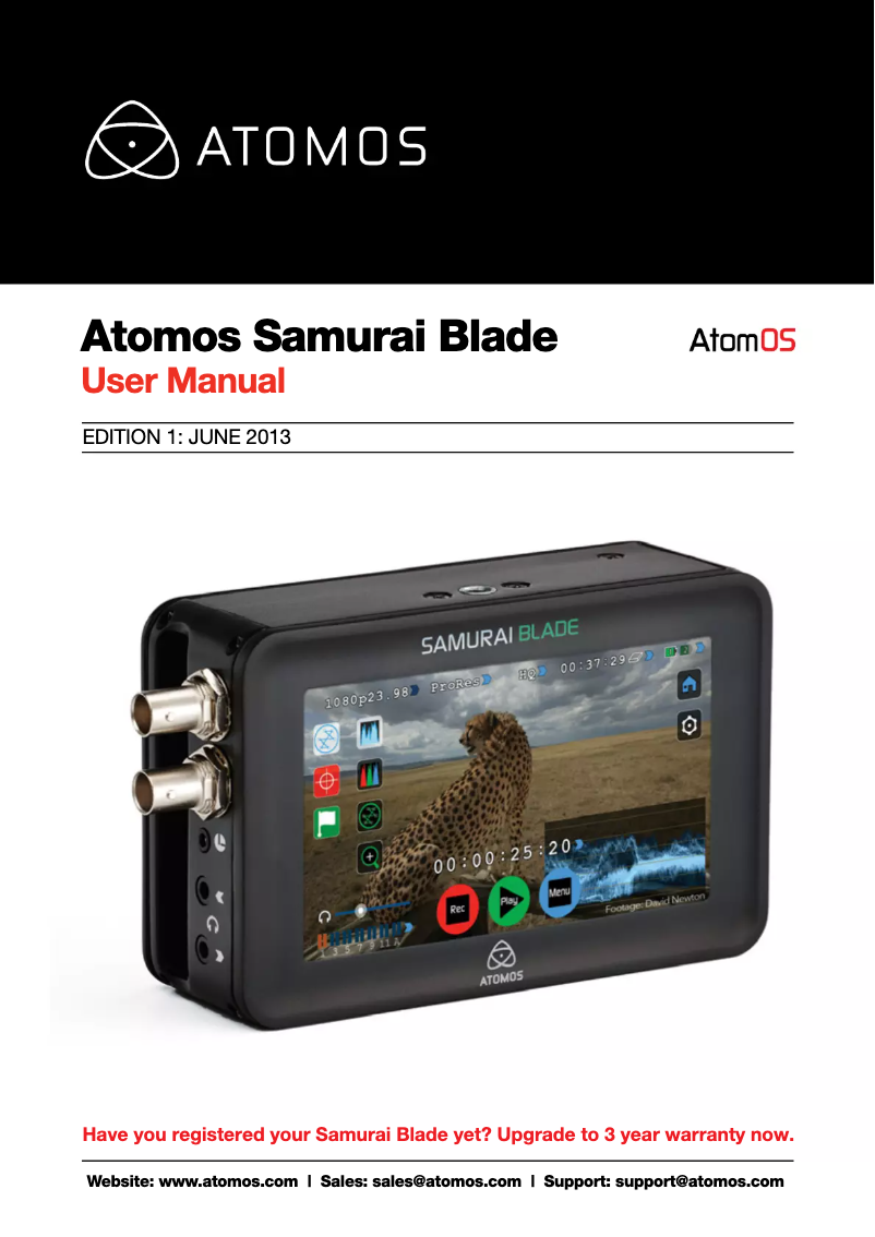 Página 1 del manual Manual de usuario Atomos Samurai Blade