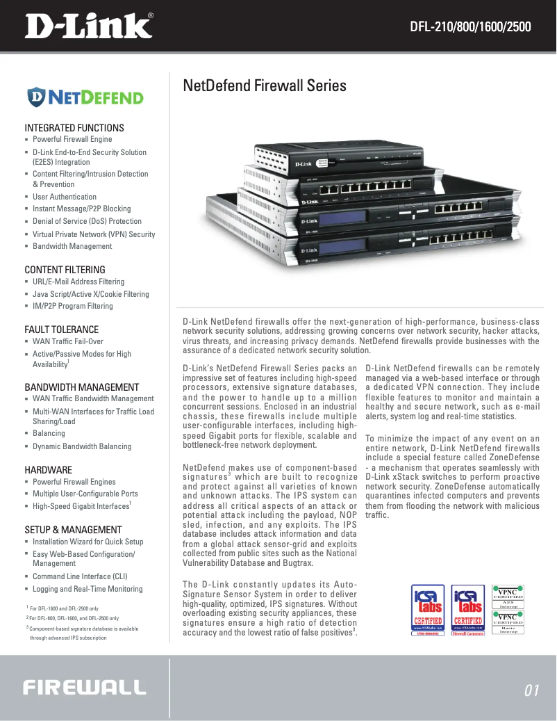 Página 1 del manual Ficha técnica D-Link DFL-210