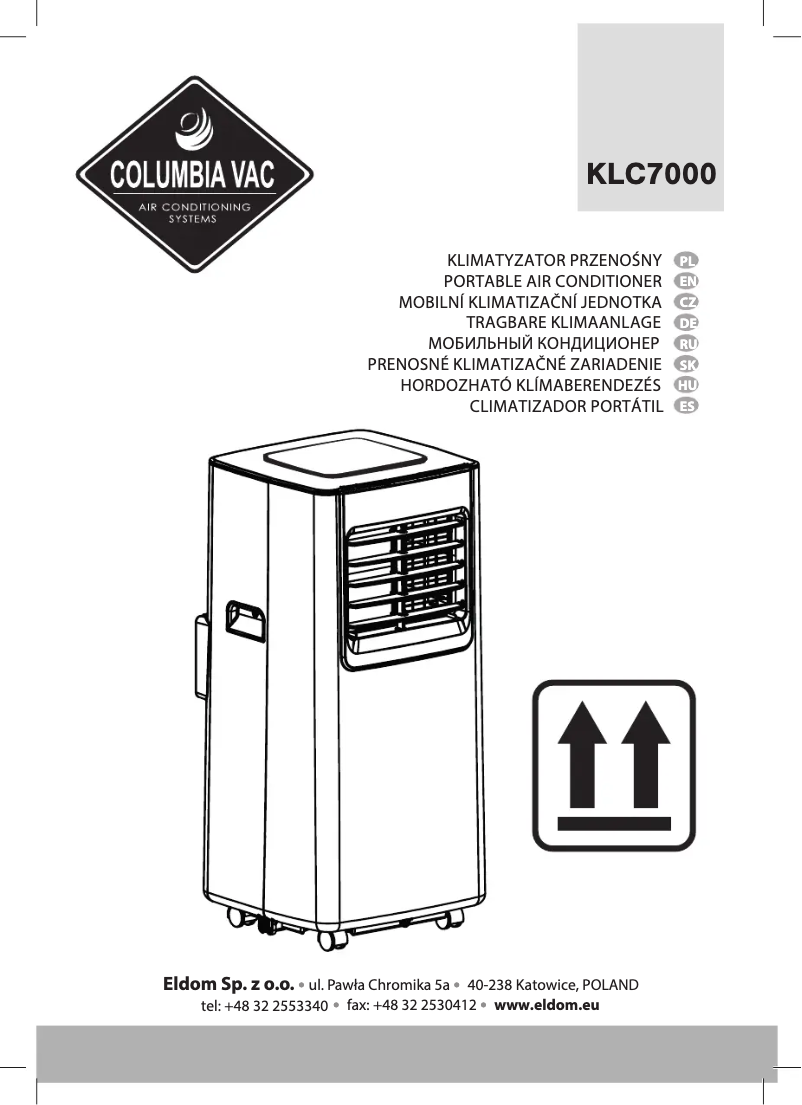 Imagen de la primera página del manual del dispositivo ColumbiaVac KLC7000