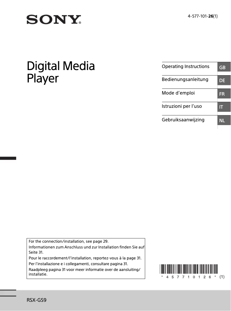 Imagen de la primera página del manual del dispositivo RSX-GS9