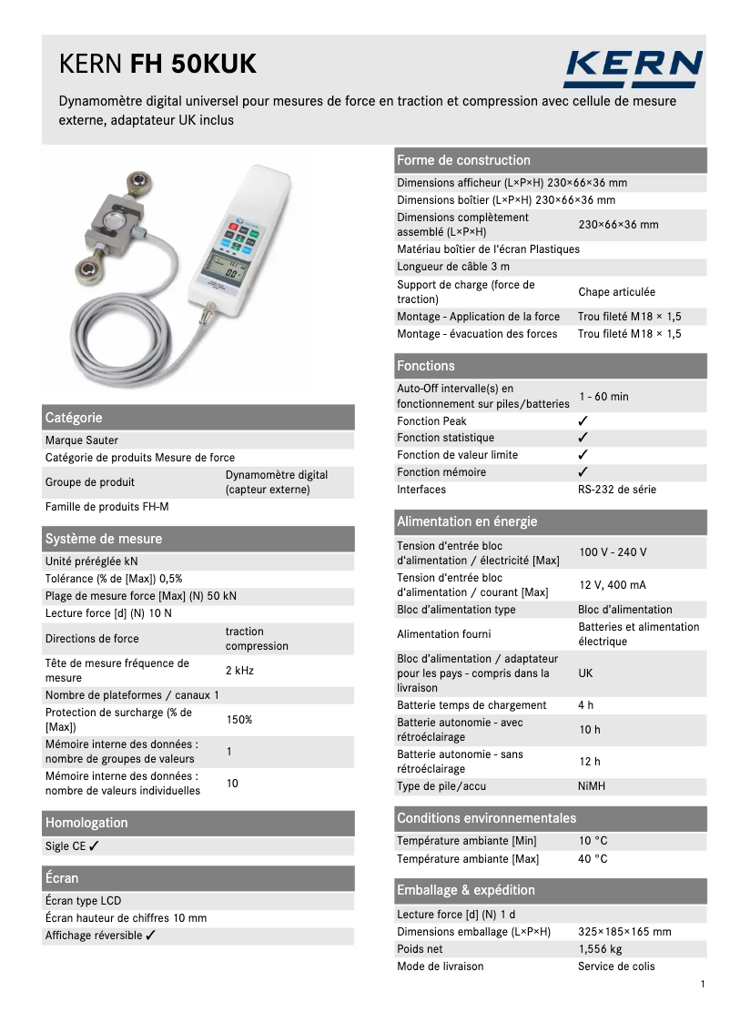 Imagen de la primera página del manual del dispositivo FH 50KUK