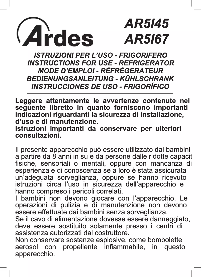 Imagen de la primera página del manual del dispositivo AR5I67