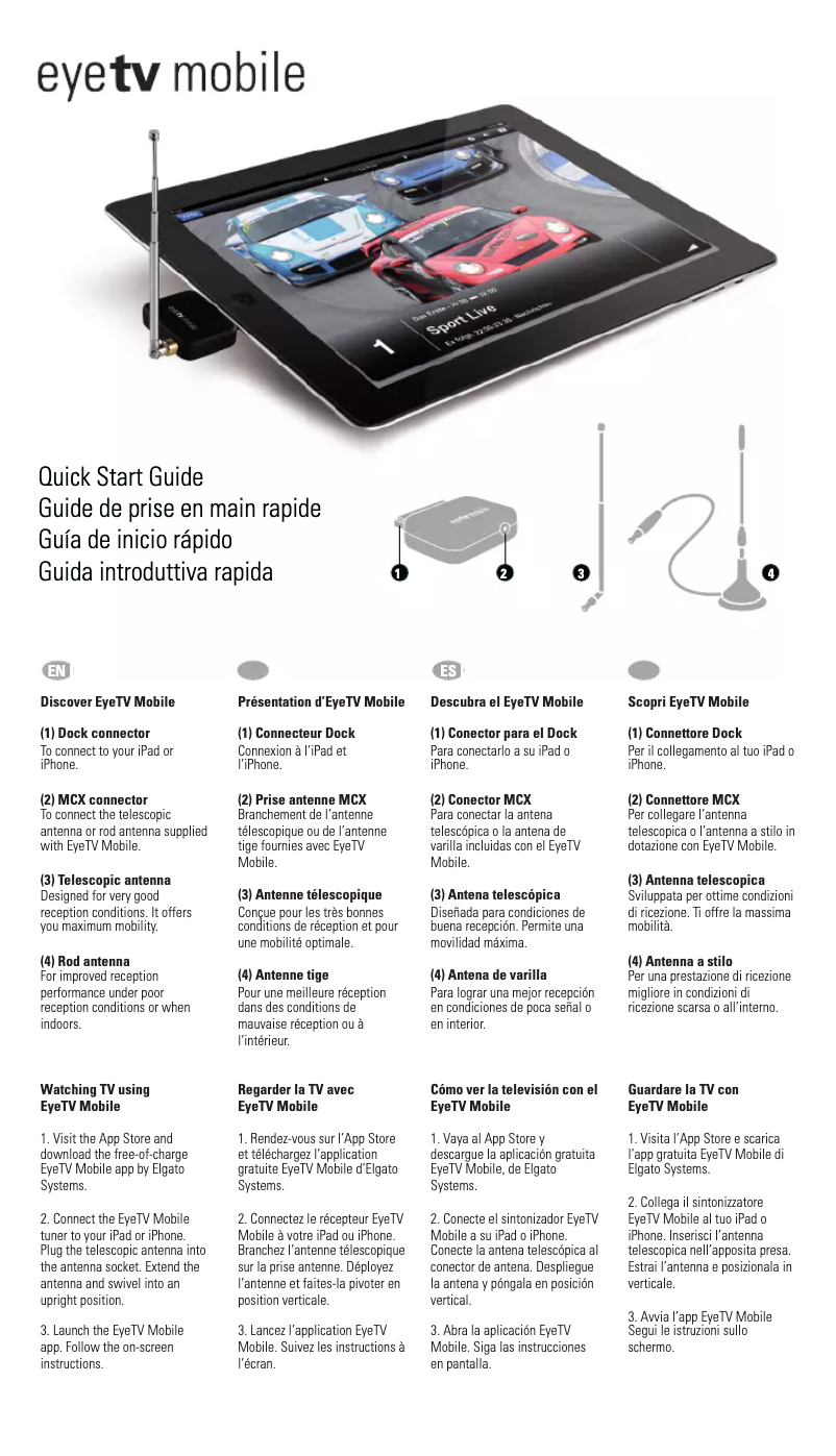 Imagen de la primera página del manual del dispositivo EyeTV Mobile