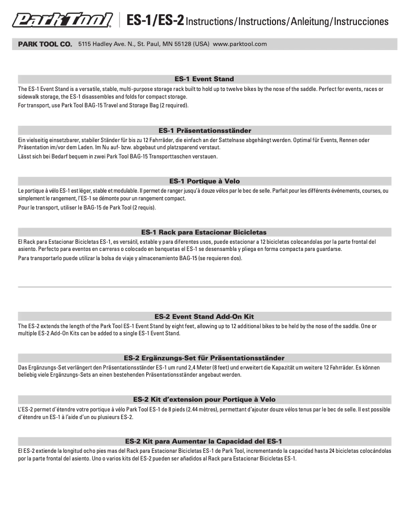 Imagen de la primera página del manual del dispositivo ES-1
