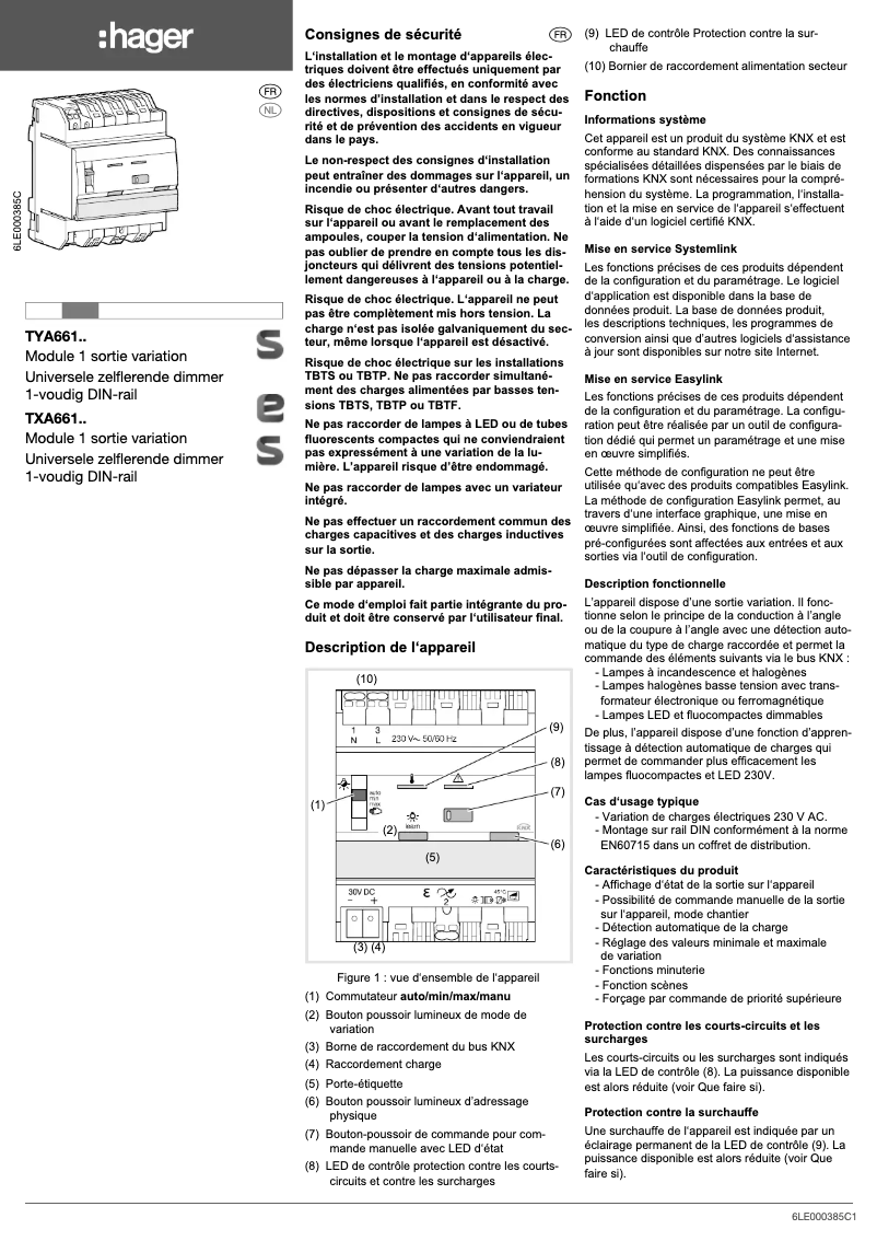 Imagen de la primera página del manual del dispositivo TXA661A