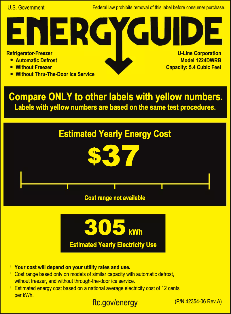 Página 1 del manual Etiqueta energética U-Line U-1224DWR