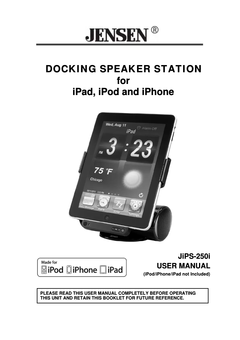 Imagen de la primera página del manual del dispositivo JiPS-250i