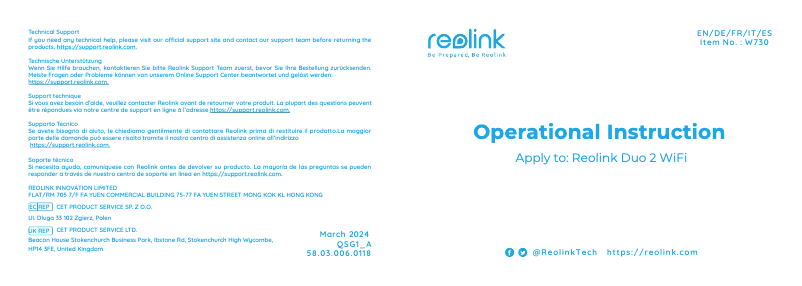 Página nº 1 - Manual de usuario Reolink Duo 2 WiFi