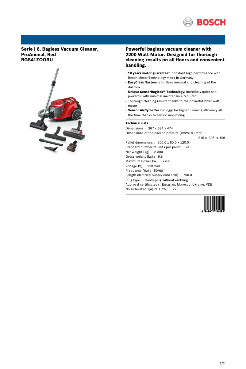 Imagen de la primera página del manual del dispositivo BGS41ZOORU