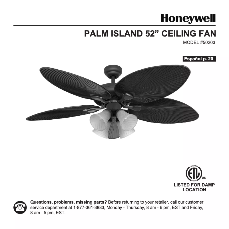 Página nº 1 - Manual de usuario Honeywell Palm Island 50203