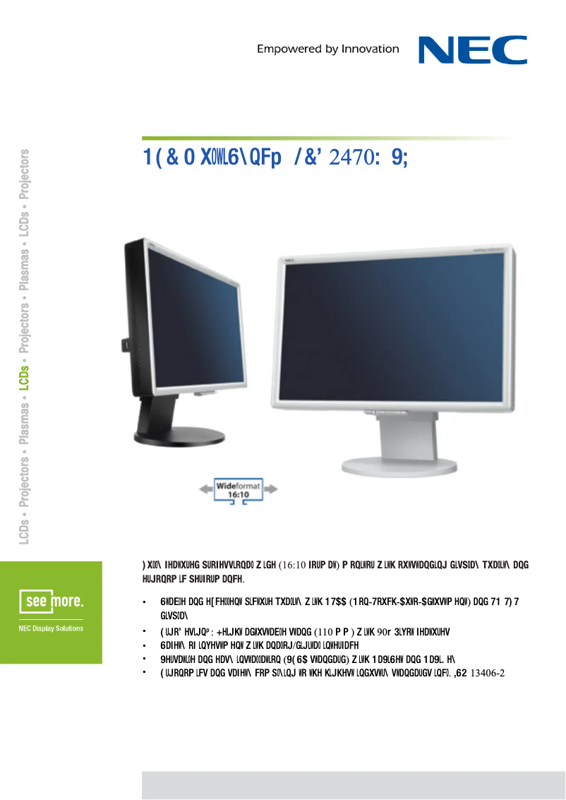 Imagen de la primera página del manual del dispositivo MultiSync LCD2470WVX