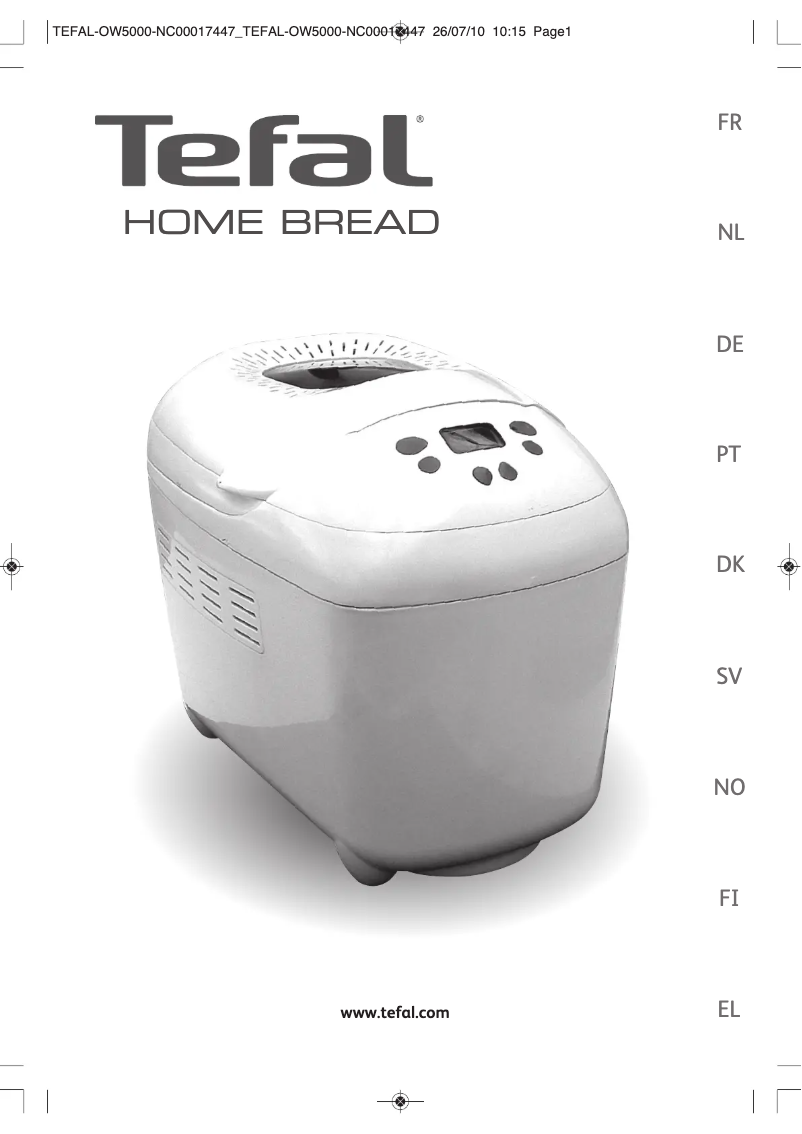 Imagen de la primera página del manual del dispositivo Home Bread OW5000