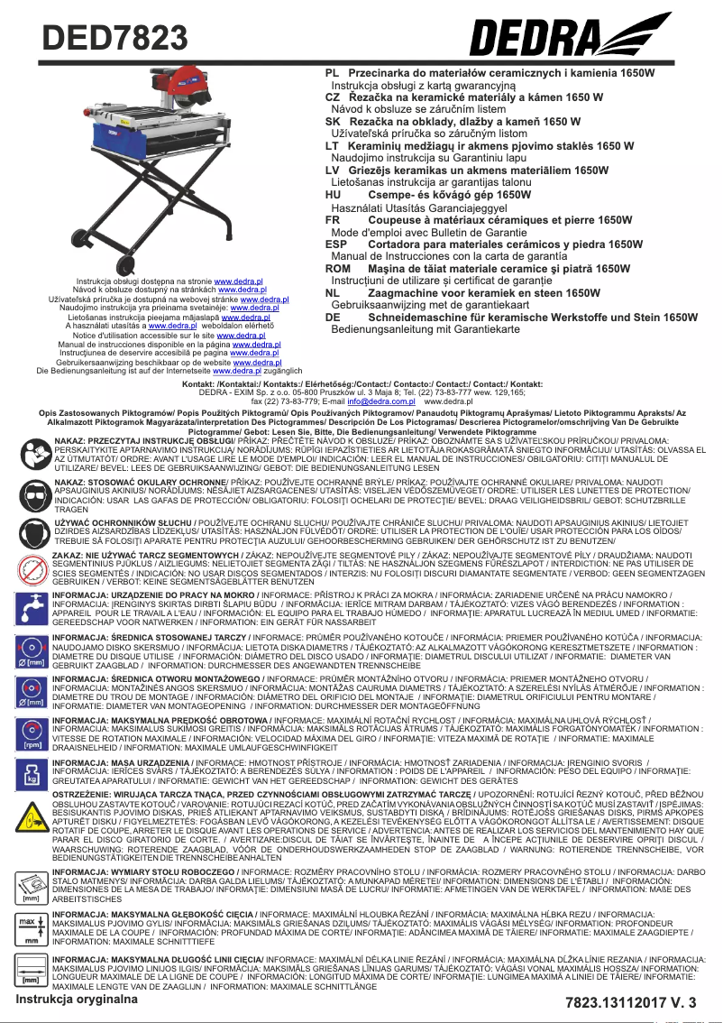 Imagen de la primera página del manual del dispositivo DED7823
