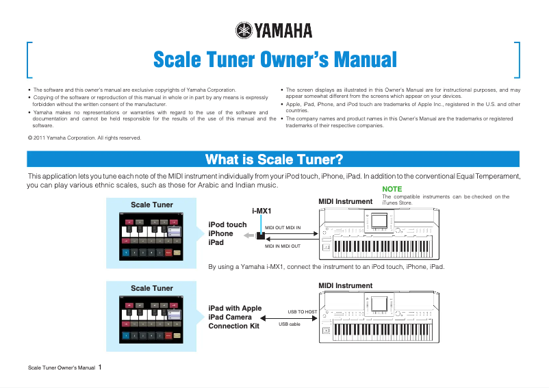 Imagen de la primera página del manual del dispositivo Scale Tuner