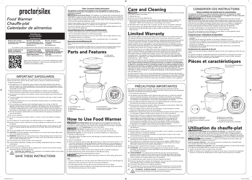 Página 1 del manual Manual de usuario Proctor Silex 33120C