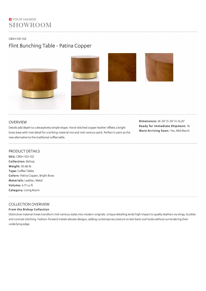 Página 1 del manual Manual de usuario Four Hands CBSH-012-102