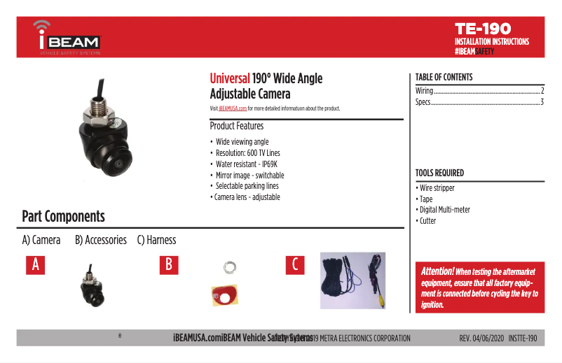 Página 1 del manual Guía de instalación Metra TE-190