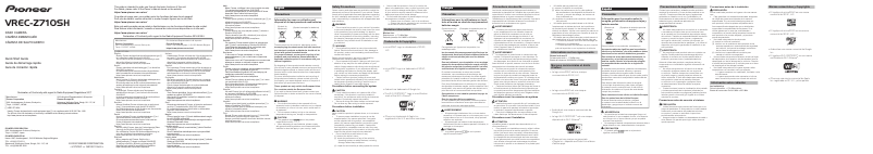 Imagen de la primera página del manual del dispositivo VREC-Z710SH