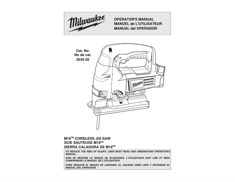 Página 1 del manual Manual de uso y mantenimiento Milwaukee 2737-20