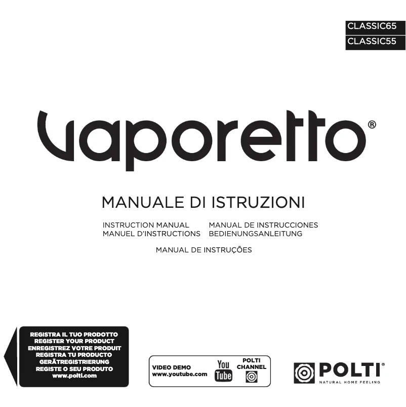 Imagen de la primera página del manual del dispositivo Vaporetto Classic 65