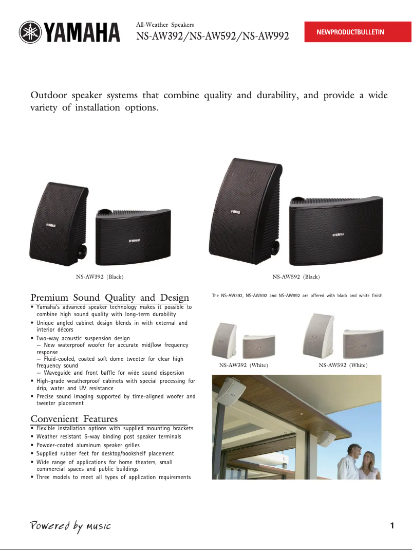 Página 1 del manual Ficha técnica Yamaha NS-AW392